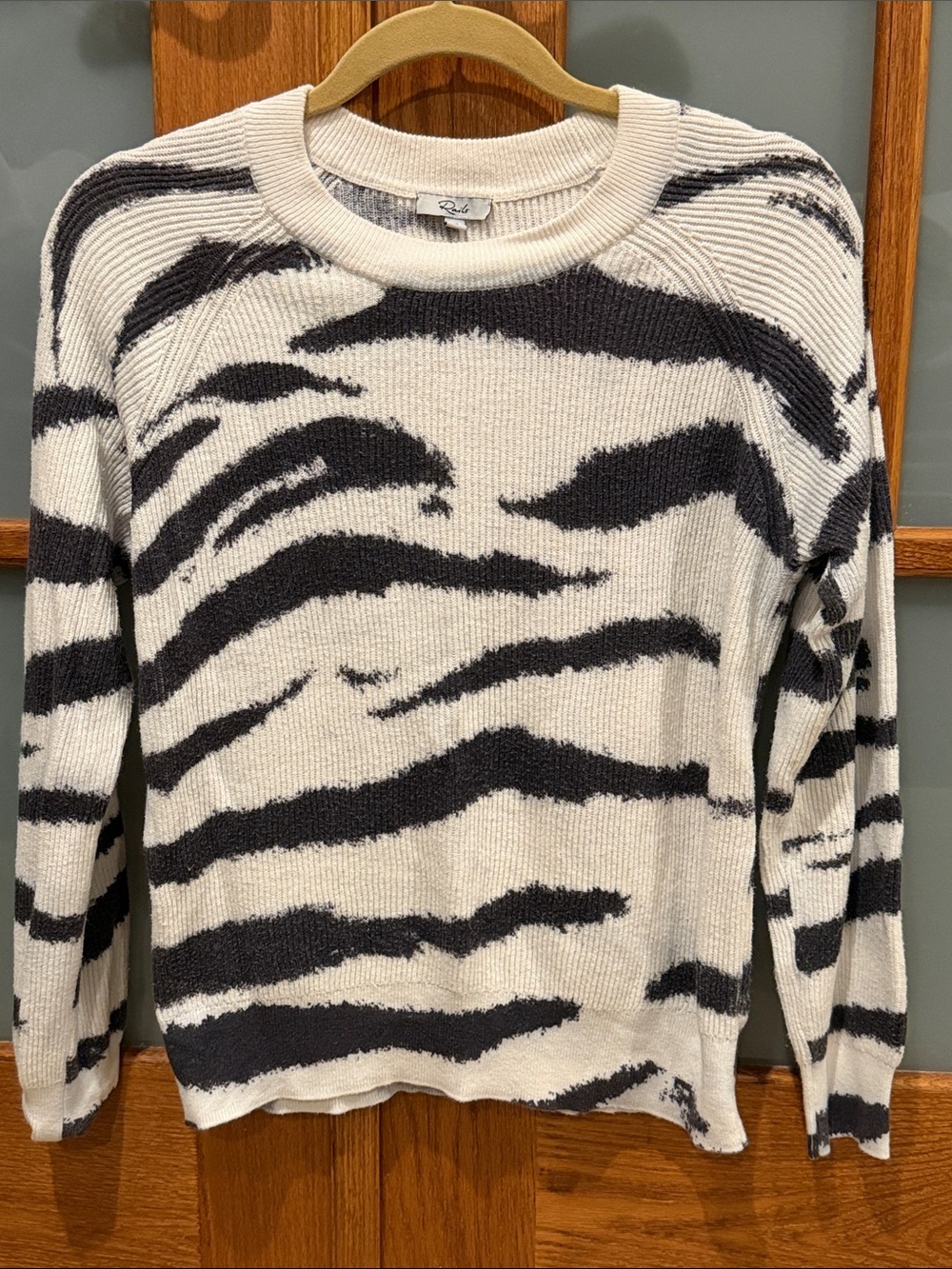 Rails Black and White Zebra-Stripe Crewneck Sweater - Picture 3 of 8